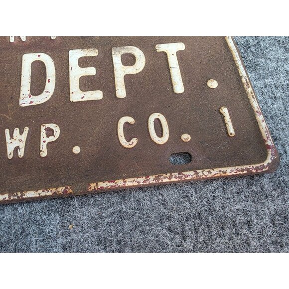 Volunteer Fire Dept License Plate Sign Salem Twp Co. 1 Vintage Rusted OH Monroe - Picture 5 of 10